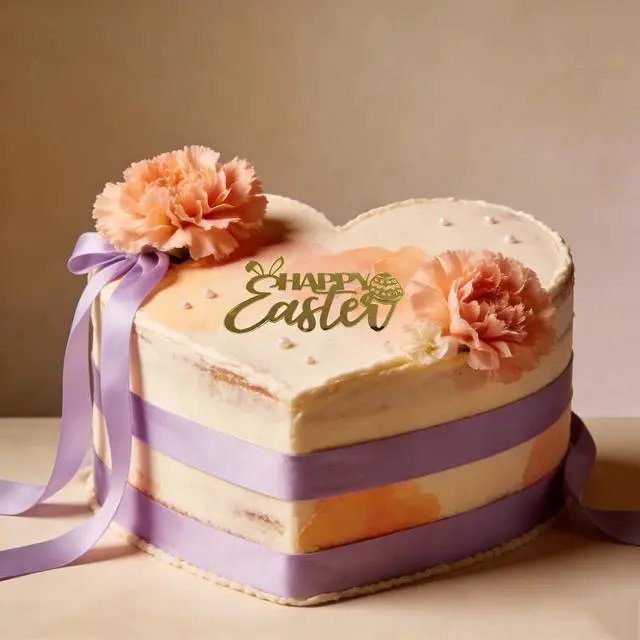 Alt view image 7 of 7 - 16 PCS Gold Happy Easter Cake Toppers,Rabbit Egg Acrylic Cupcake Toppers Easter Side Cake Decorations Birthday Party Supplies