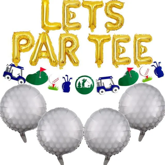 Main image of Let's Partee Golf Party Balloons Decorations Banner Men Boys Birthday Decoration Sport Themed Party Supplies Foil Mylar Golf Ball Balloons for Birthday Baby Shower Retirement Party (Gold)