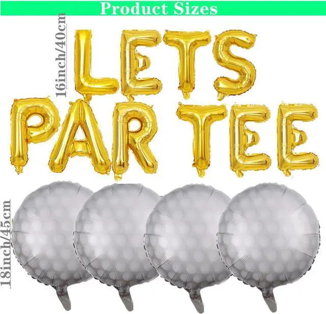 Alt view image 2 of 4 - Let's Partee Golf Party Balloons Decorations Banner Men Boys Birthday Decoration Sport Themed Party Supplies Foil Mylar Golf Ball Balloons for Birthday Baby Shower Retirement Party (Gold)