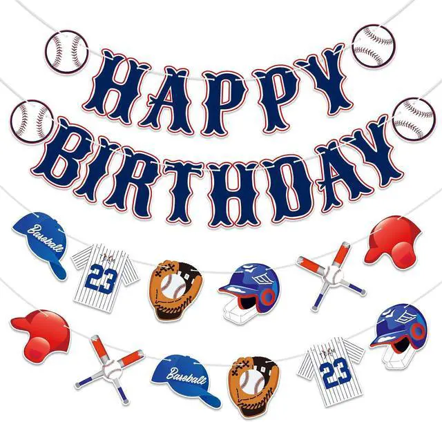 Main image of Baseball Happy Birthday Banner - Baseball Sports Themed Happy Birthday Decorations Sign Baseball Party Banner Decorations Party Decor Supplies for Boys Girls