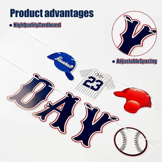 Alt view image 5 of 7 - Baseball Happy Birthday Banner - Baseball Sports Themed Happy Birthday Decorations Sign Baseball Party Banner Decorations Party Decor Supplies for Boys Girls