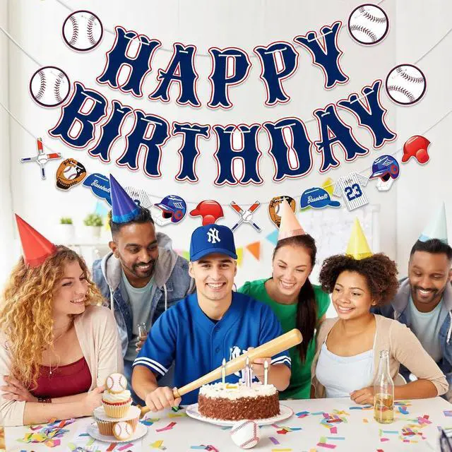 Alt view image 7 of 7 - Baseball Happy Birthday Banner - Baseball Sports Themed Happy Birthday Decorations Sign Baseball Party Banner Decorations Party Decor Supplies for Boys Girls
