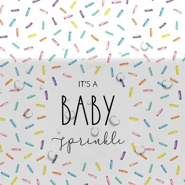 Alt view image 4 of 7 - Sprinkle Baby Shower Decorations Tablecloth for Boys Girls - 3 Pack Disposable Rainbow Confetti Theme It's A Baby Sprinkle Party Table Cover Supplies, 86in x 55in