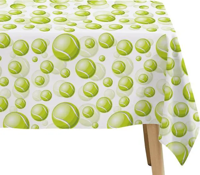 Alt view image 5 of 7 - Tennis Party Tablecloth Decorations for Birthday Baby Shower - Disposable Sports Ball Tennis Birthday Party Supplies Table Cover - 3 Pack (54in x 108in)