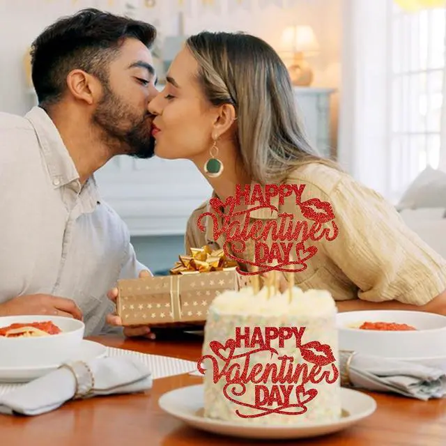 Alt view image 4 of 7 - Valentine's Day Cake Toppers, 10PCS Red Glitter Hearts Cupcake Toppers Happy Valentine's Day Topper for DIY Cake Dessert Decor, Valentine Party Supplies Holiday Baking Decorations Gift