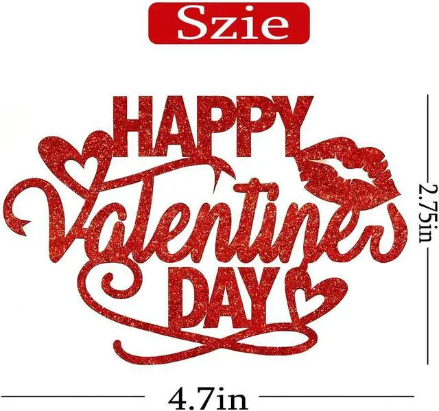 Alt view image 6 of 7 - Valentine's Day Cake Toppers, 10PCS Red Glitter Hearts Cupcake Toppers Happy Valentine's Day Topper for DIY Cake Dessert Decor, Valentine Party Supplies Holiday Baking Decorations Gift