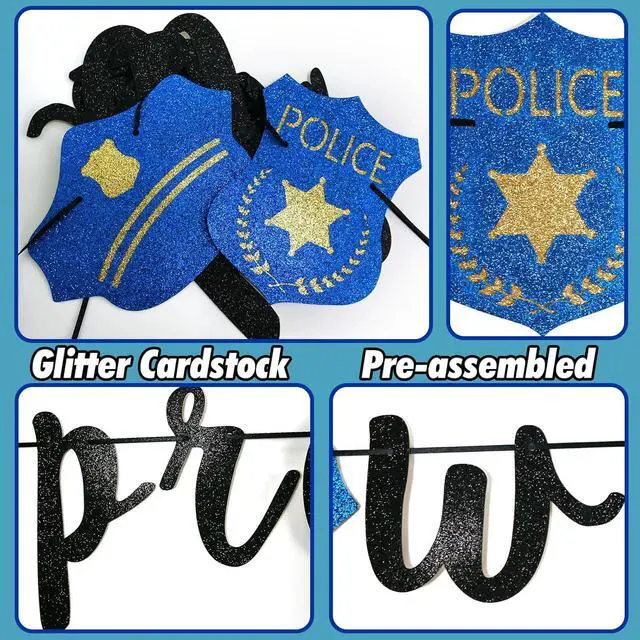 Alt view image 3 of 7 - We are Proud of You - Congrats Officer, Police Graduation & Retirement Banner, Glitter Birthday Party Decorations