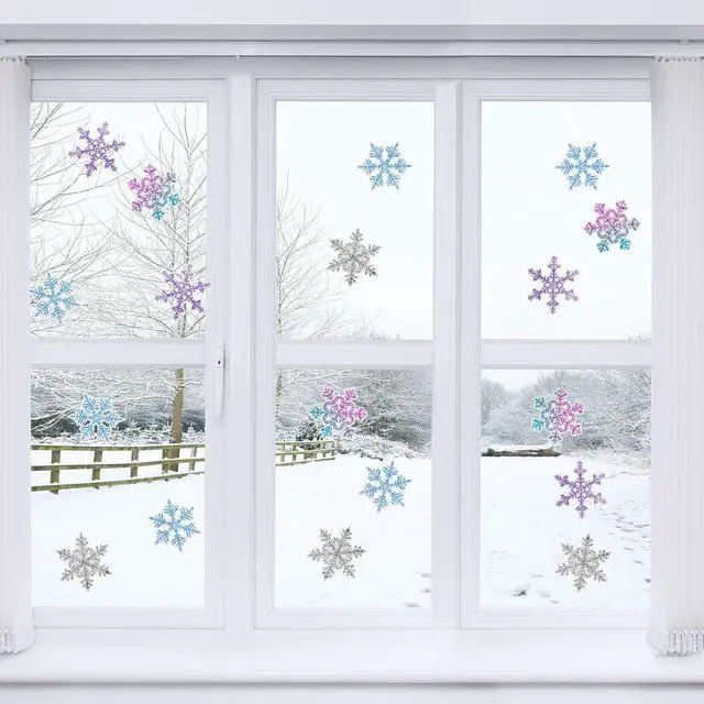 Alt view image 6 of 7 - TaoBary 2 Pack Snowflake Garland Banner Winter Party Decorations Blue Purple White Silver Glitter Snowflake Hanging Banner for Winter Wonderland Birthday Baby Shower Party Supplies