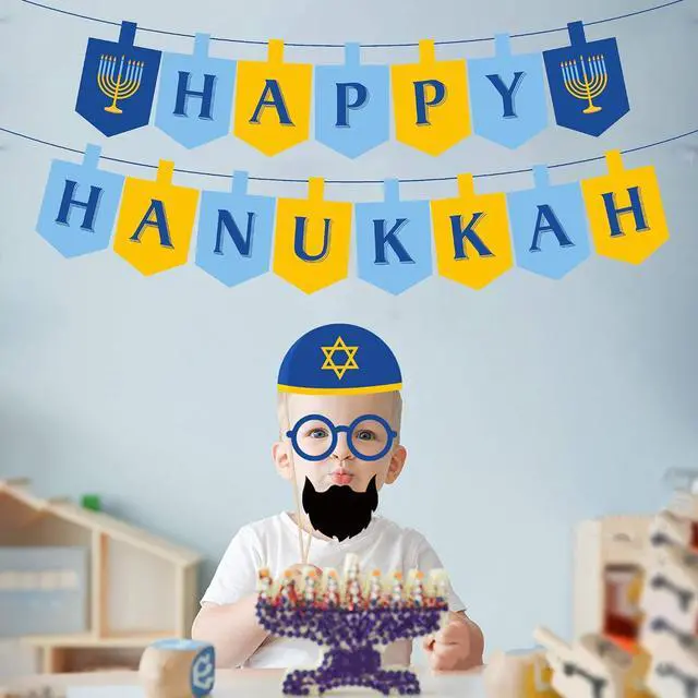 Alt view image 3 of 6 - CupaPlay Hanukkah Banner with Candlestick for Party Decorations Party Supplies