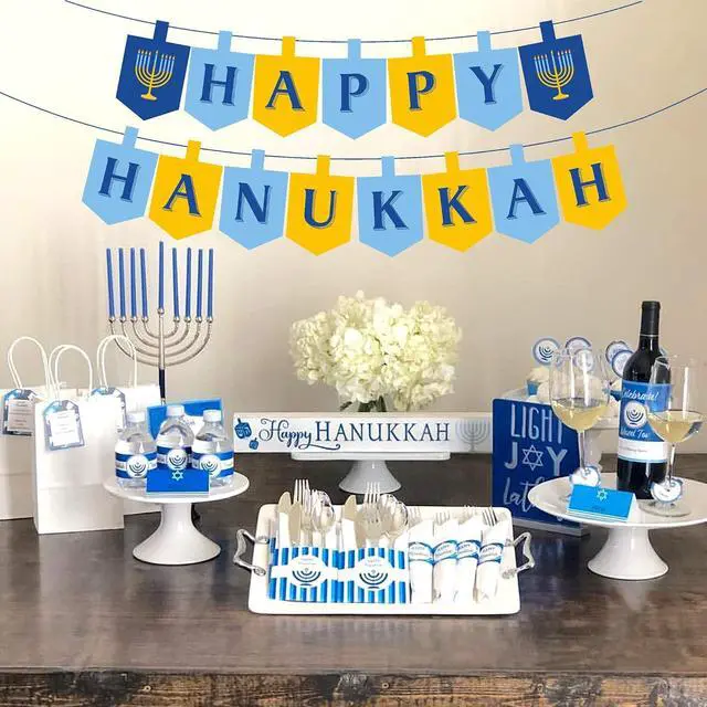Alt view image 4 of 6 - CupaPlay Hanukkah Banner with Candlestick for Party Decorations Party Supplies