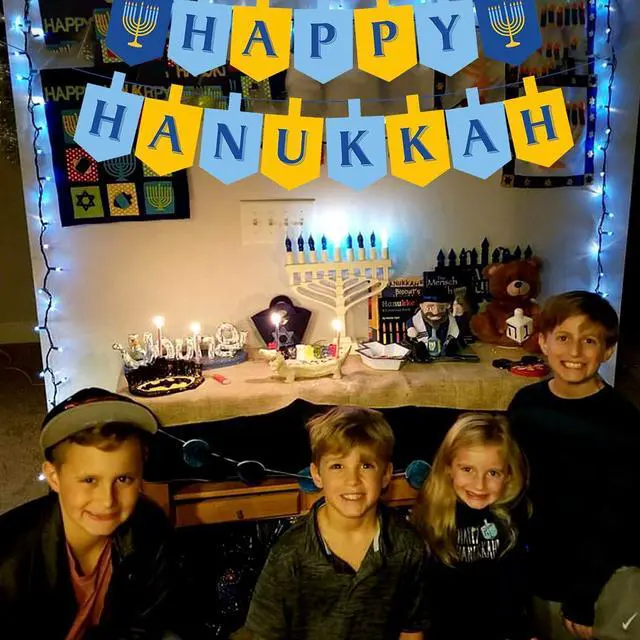 Alt view image 6 of 6 - CupaPlay Hanukkah Banner with Candlestick for Party Decorations Party Supplies
