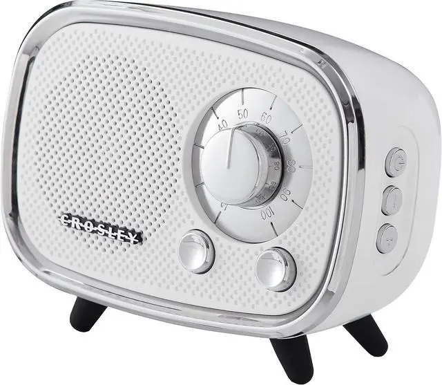 Main image of Crosley CR3039A-WH Rondo Retro Portable Rechargeable Bluetooth Speaker, White