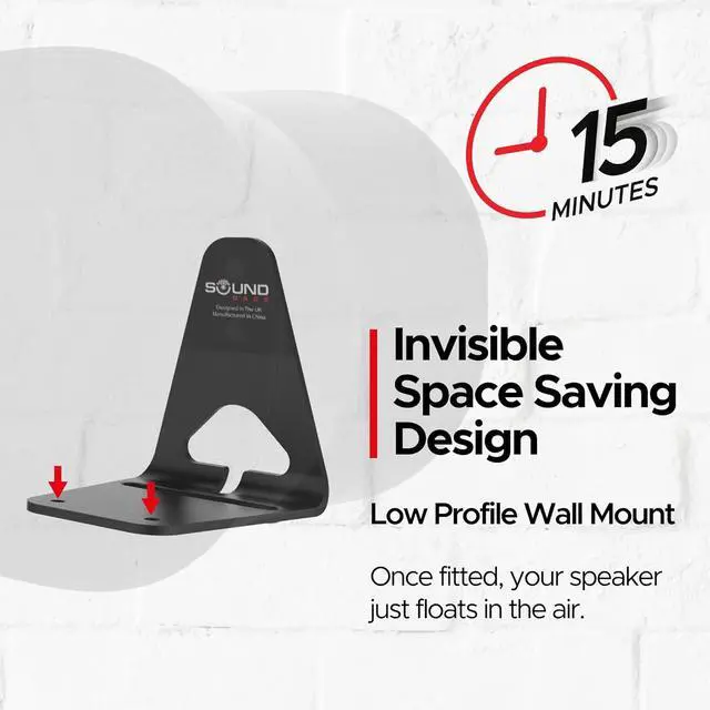 Alt view image 3 of 7 - Sound Bass ERA300 Wall Mount Bracket, Low Profile, Black, Twin Pack, Compatible with Sonos ERA 300 Speaker, Complete with All Fixing Hardware