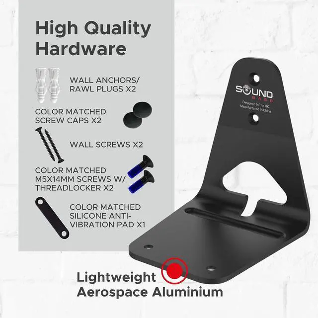 Alt view image 5 of 7 - Sound Bass ERA300 Wall Mount Bracket, Low Profile, Black, Twin Pack, Compatible with Sonos ERA 300 Speaker, Complete with All Fixing Hardware