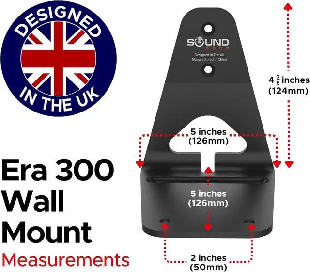Alt view image 6 of 7 - Sound Bass ERA300 Wall Mount Bracket, Low Profile, Black, Twin Pack, Compatible with Sonos ERA 300 Speaker, Complete with All Fixing Hardware