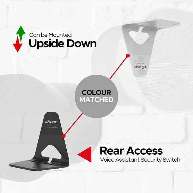 Alt view image 7 of 7 - Sound Bass ERA300 Wall Mount Bracket, Low Profile, Black, Twin Pack, Compatible with Sonos ERA 300 Speaker, Complete with All Fixing Hardware