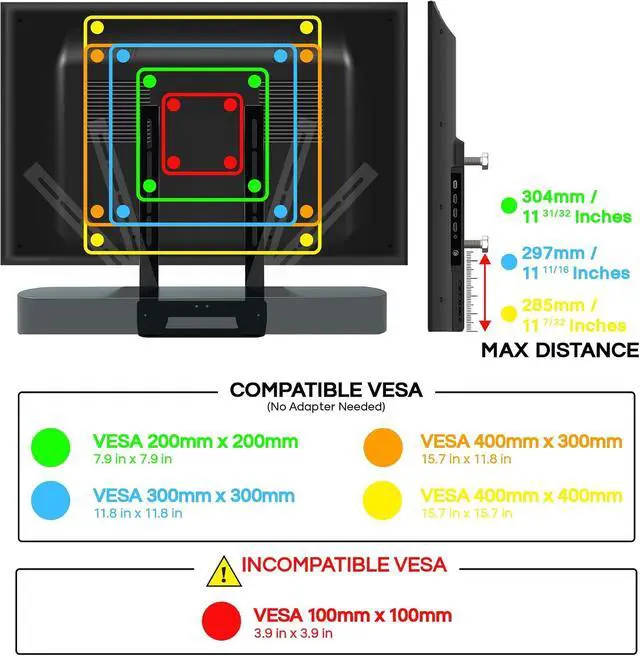 Alt view image 3 of 7 - Sound Bass Beam TV Mount, Compatible with Generation 1 & 2 Sonos Beam Mounting Bracket for TV, Black, Full Hardware Kit Included, Beam Soundbar