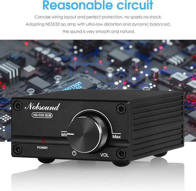 Alt view image 4 of 7 - Nobsound 100W Subwoofer Digital Power Amplifier Audio Mini Amp (Black)