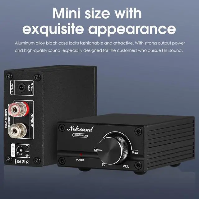 Alt view image 5 of 7 - Nobsound 100W Subwoofer Digital Power Amplifier Audio Mini Amp (Black)