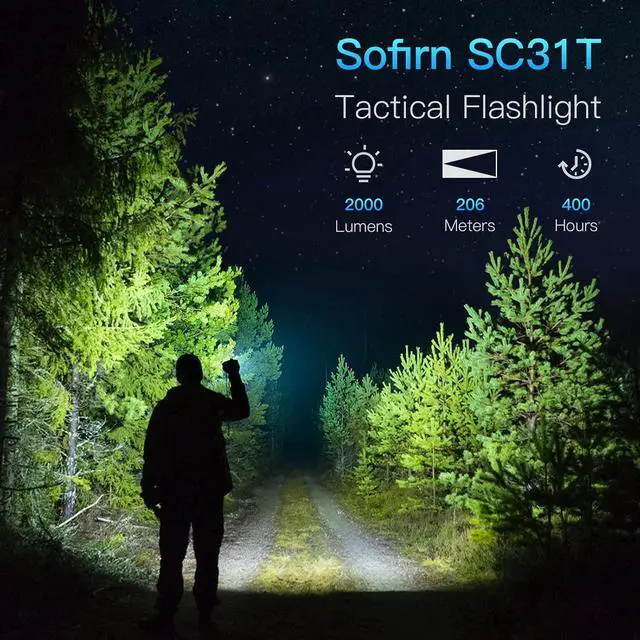 Alt view image 2 of 7 - Sofirn SC31T Tactical Flashlight with Holster and Diffuser, Super Bright LED Flashlights, 2000 High Lumens, Rechargeable Small Flashlight for Home, Powerful Flashlights for Emergencies Camping Hiking