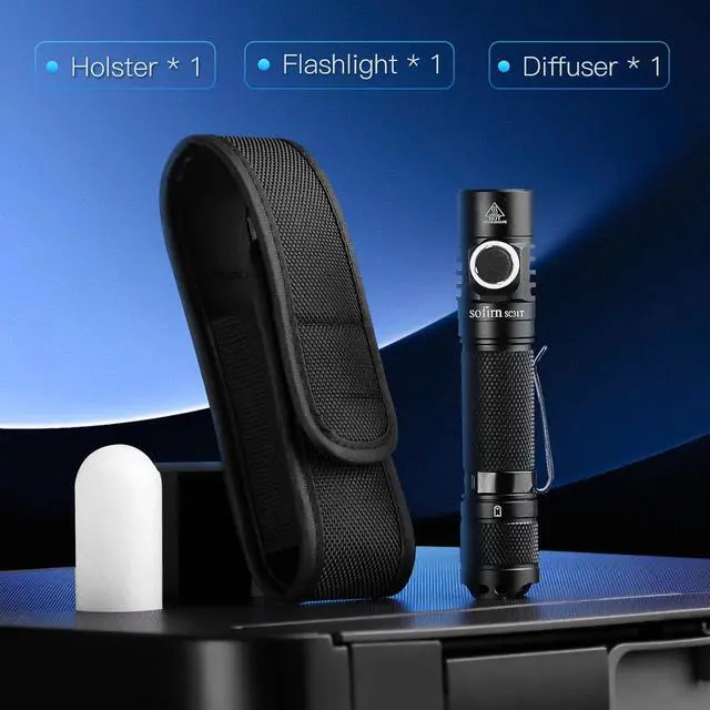 Alt view image 3 of 7 - Sofirn SC31T Tactical Flashlight with Holster and Diffuser, Super Bright LED Flashlights, 2000 High Lumens, Rechargeable Small Flashlight for Home, Powerful Flashlights for Emergencies Camping Hiking