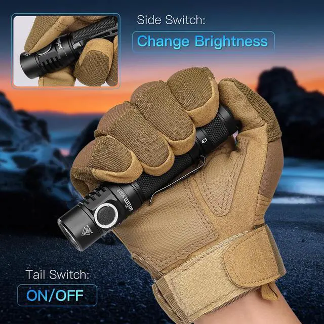 Alt view image 4 of 7 - Sofirn SC31T Tactical Flashlight with Holster and Diffuser, Super Bright LED Flashlights, 2000 High Lumens, Rechargeable Small Flashlight for Home, Powerful Flashlights for Emergencies Camping Hiking