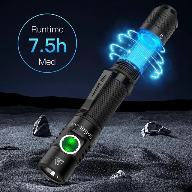 Alt view image 6 of 7 - Sofirn SC31T Tactical Flashlight with Holster and Diffuser, Super Bright LED Flashlights, 2000 High Lumens, Rechargeable Small Flashlight for Home, Powerful Flashlights for Emergencies Camping Hiking