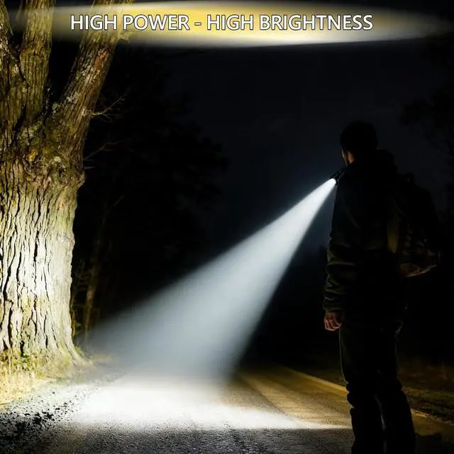 Alt view image 7 of 7 - High Lumens Rechargeable Flashlights, 100000 Lumens Super Bright Flashlights, 6 Modes Zoomable High Bright FlashlightsSuitable for Hiking Camping and Family Emergencies