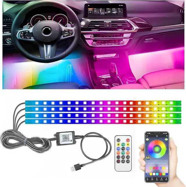 Main image of STONEBANKS 5.7FT LED Interior Light for Car, 48LEDs RGB USB Under Dash Lighting, Footwell Neon Internal Lights Kit, Smart APP and Remote Dual Control, Multicolor Music and Mic Mode