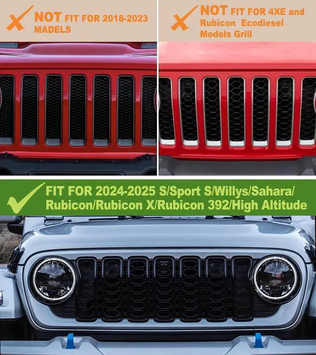 Alt view image 2 of 6 - Grill Lights for Jeep Wrangler JL JLU Front Bumper Grille LED Running Marker Lamp Accessories (White, 2024-2025)