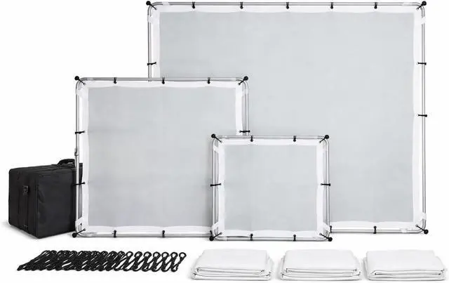Main image of Glide Gear BFS 100 Butterfly Scrim 4x4, 6x6, 8x8 Diffuser 3 Nylon Silks, Quick-Setup Frame, C-Stand Clamps Included
