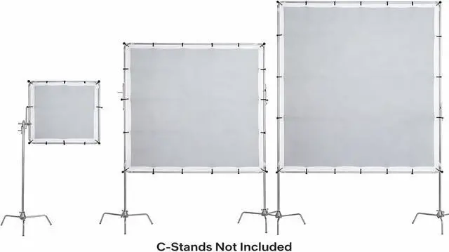 Alt view image 2 of 7 - Glide Gear BFS 100 Butterfly Scrim 4x4, 6x6, 8x8 Diffuser 3 Nylon Silks, Quick-Setup Frame, C-Stand Clamps Included