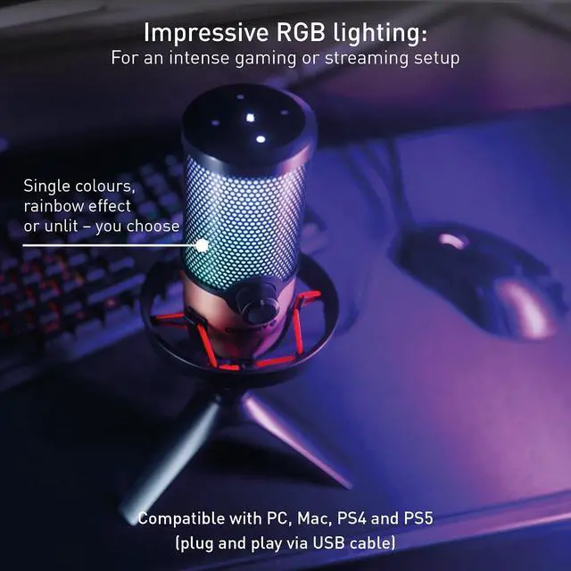 Alt view image 2 of 6 - Cherry UM 9.0 PRO RGB, USB Microphone with RGB Lighting, for Gaming, Streaming, Podcast, ASMR, 4 Polar Patterns, Compatible with PC/Mac/PS4/PS5, Black/Copper
