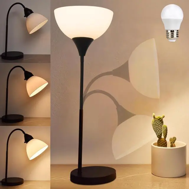 Main image of RISLG LED Desk Lamp for Home Office, 3 Levels Dimmable Reading Light, Flexible Table Lamp for Bedside Office, Rotary Switch Control, Desk Lamp for College Dorm Study Lamp, Bulb Included, Black