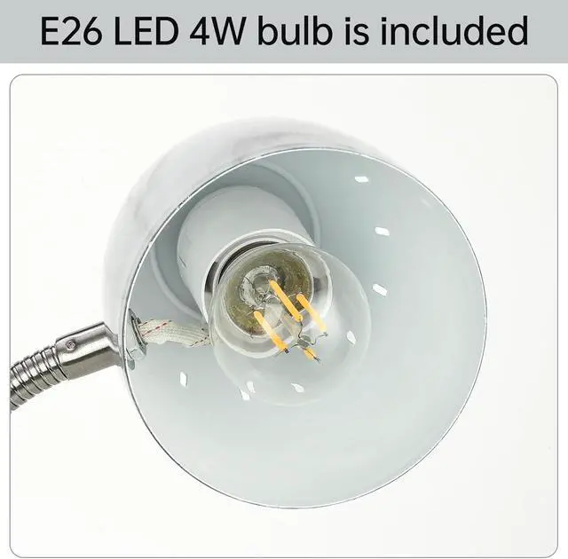 Alt view image 3 of 6 - Eye-Caring Table Lamp of Simple Designs Home E26 Led Screw Basic Metal Desk Lamp with Flexible Gooseneck Hose Neck Study Lamp for Bedroom Office Living Room Convenient On/Off Switch(Yellow)