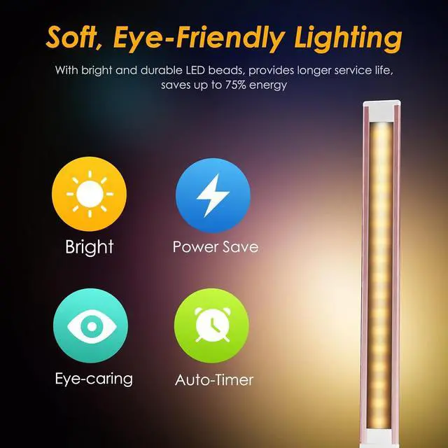 Alt view image 2 of 7 - Led Desk Lamp, Desk Lamp with USB Charging Port, 5 Color Modes, 10 Brightness, Natural Light, Eye Caring Reading Lamp, Desk Light for Home Office, Table Lamp, Touch Control, Auto-Timer, Pink