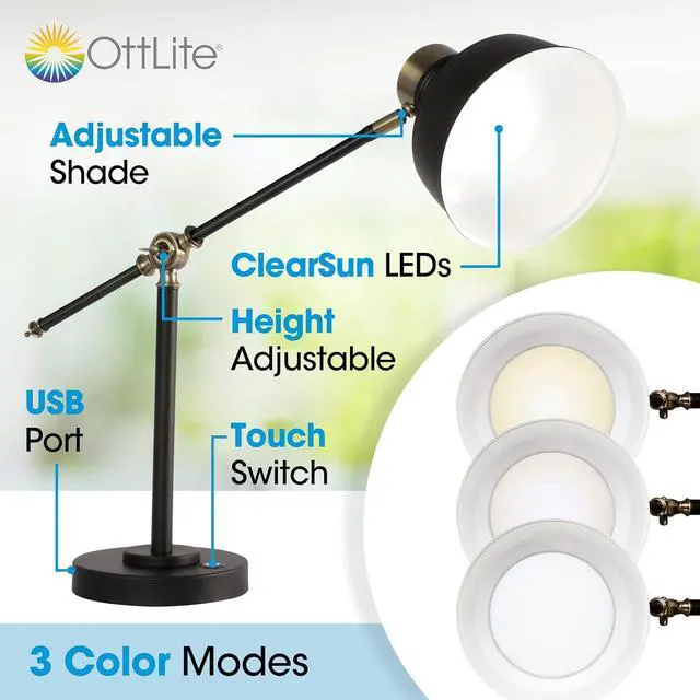 Alt view image 2 of 7 - OttLite Balance LED Desk Lamp with USB Port - Modern, Adjustable, Desk Light