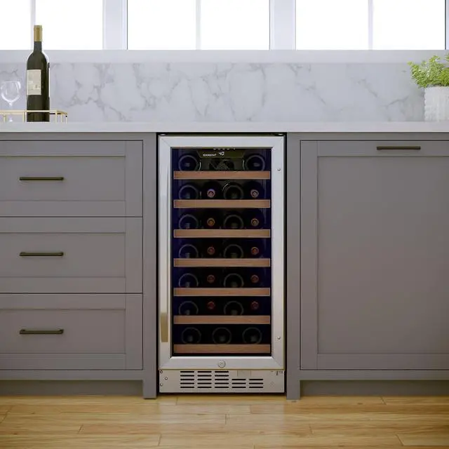 Alt view image 2 of 7 - EdgeStar CWR302SZ 15 Inch Wide 25 Bottle Built-In Single Zone Wine Cooler with Reversible Lockable Door and LED Lighting - Stainless Steel