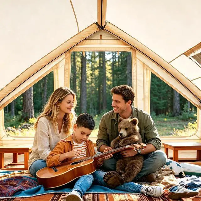 Alt view image 2 of 7 - Inflatable Tents for Camping, Blow Up Tent with Hand Pump, Easy Setup Inflatable Hot Tent with Stove Jack, Waterproof Oxford Air Glamping Tents for Camping Adult 4-12 Person