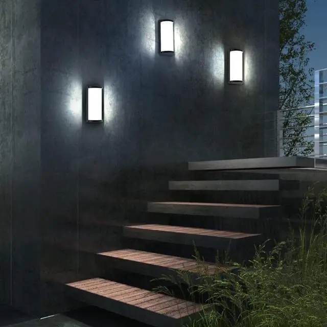 Alt view image 4 of 7 - Sytmhoe Modern Outdoor Wall Lights,Exterior Wall Sconce Lighting Fixtures,LED Wall Mounted Lamps,Matte Black Porch&Patio Light,IP65 Waterproof for Hallway Stairs Gardens(6000k)