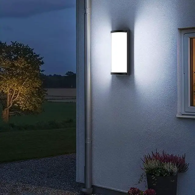 Alt view image 3 of 7 - Sytmhoe Modern Outdoor Wall Lights,Exterior Wall Sconce Lighting Fixtures,LED Wall Mounted Lamps,Matte Black Porch&Patio Light,IP65 Waterproof for Hallway Stairs Gardens(6000k)