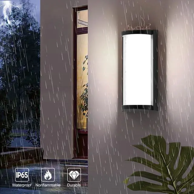 Alt view image 5 of 7 - Sytmhoe Modern Outdoor Wall Lights,Exterior Wall Sconce Lighting Fixtures,LED Wall Mounted Lamps,Matte Black Porch&Patio Light,IP65 Waterproof for Hallway Stairs Gardens(6000k)