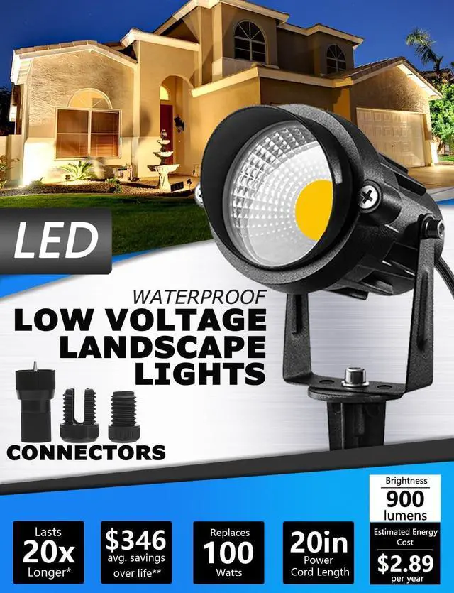 Alt view image 2 of 7 - SUNVIE 24 Pack Low Voltage Landscape Lights LED 12W Landscape Lighting with connectors AC/DC 12V-24V Outdoor Spotlight IP65 Waterproof Tree Flag Lights Warm White Spotlights for Yard Garden Pathway