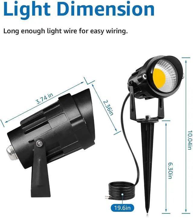 Alt view image 5 of 7 - SUNVIE 24 Pack Low Voltage Landscape Lights LED 12W Landscape Lighting with connectors AC/DC 12V-24V Outdoor Spotlight IP65 Waterproof Tree Flag Lights Warm White Spotlights for Yard Garden Pathway