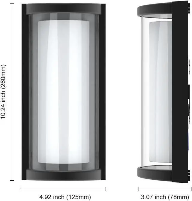 Alt view image 2 of 7 - Sytmhoe Modern Outdoor Wall Lights,Exterior Wall Sconce Lighting Fixtures,LED Wall Mounted Lamps,Matte Black Porch&Patio Light,IP65 Waterproof for Hallway Stairs Gardens(6000k)