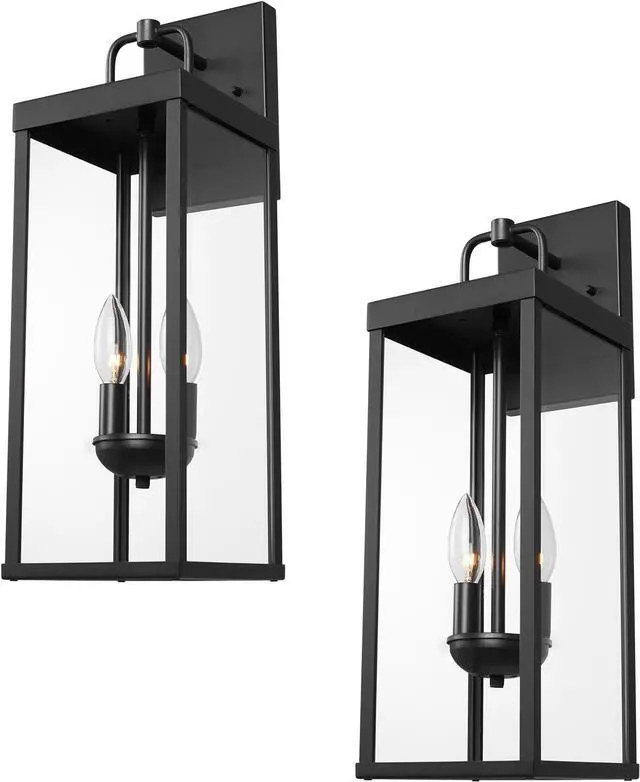 Main image of Outdoor Wall Sconce Lights, 20 Inch Tall Transitional Exterior Wall Lighting with Clear Glass, Modern Black Carriage Lantern Lamp Outside for Front Porch Garage Garden Patio Corridor Doorway