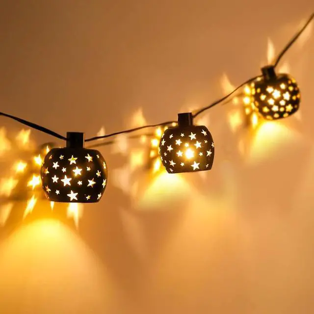 Main image of Vigdur Lantern String Lights, Star String Lights Plug in with 10 Clear G40 Bulbs and Star Plastic Lamp Shades, Connectable Moroccan Decoration Light for Home Holiday Party Decorations(9.84FT)