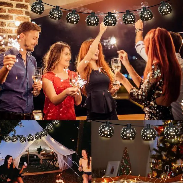 Alt view image 6 of 7 - Vigdur Lantern String Lights, Star String Lights Plug in with 10 Clear G40 Bulbs and Star Plastic Lamp Shades, Connectable Moroccan Decoration Light for Home Holiday Party Decorations(9.84FT)