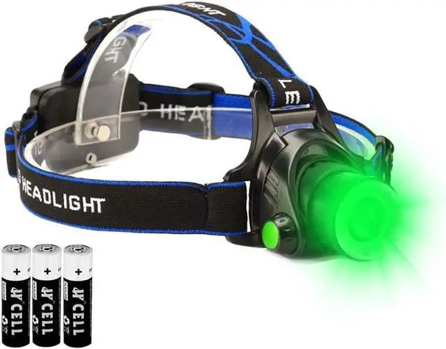 Main image of Green LED Headlamp Waterproof Head Torch Light with Zoomable and 3 Mode Best for Hunting, Outdoor Activities, Climbing, Astronomy