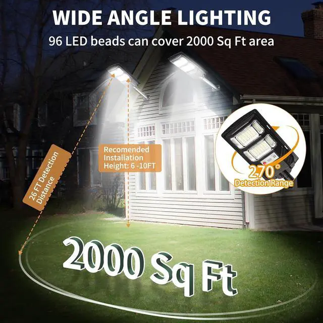 Alt view image 3 of 7 - Solar Street Lights Outdoor Waterproof: 2 Pack LED Solar Dusk to Dawn Flood Light Outside 10000 Lumen Solar Powered Security Exterior Wall Mount Lamp Motion Sensor Remote Control for Yard Parking